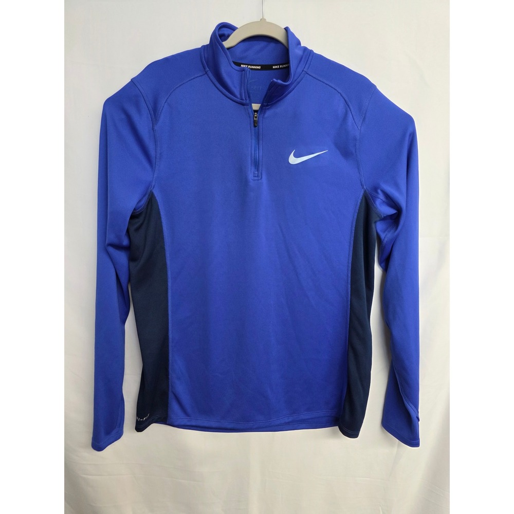 Nike Running Dri-FIT 1/4 Zip Pullover Blue Navy Mens Large 833595-452